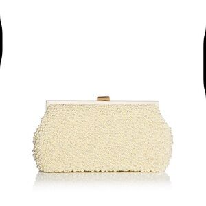 Elegant Cream Clutch with Pearl Detailing(Aqua )